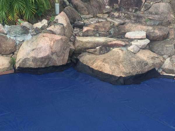 Rock Edge Pool Cover in Melbourne - View of a rock edge pool cover protecting a pool